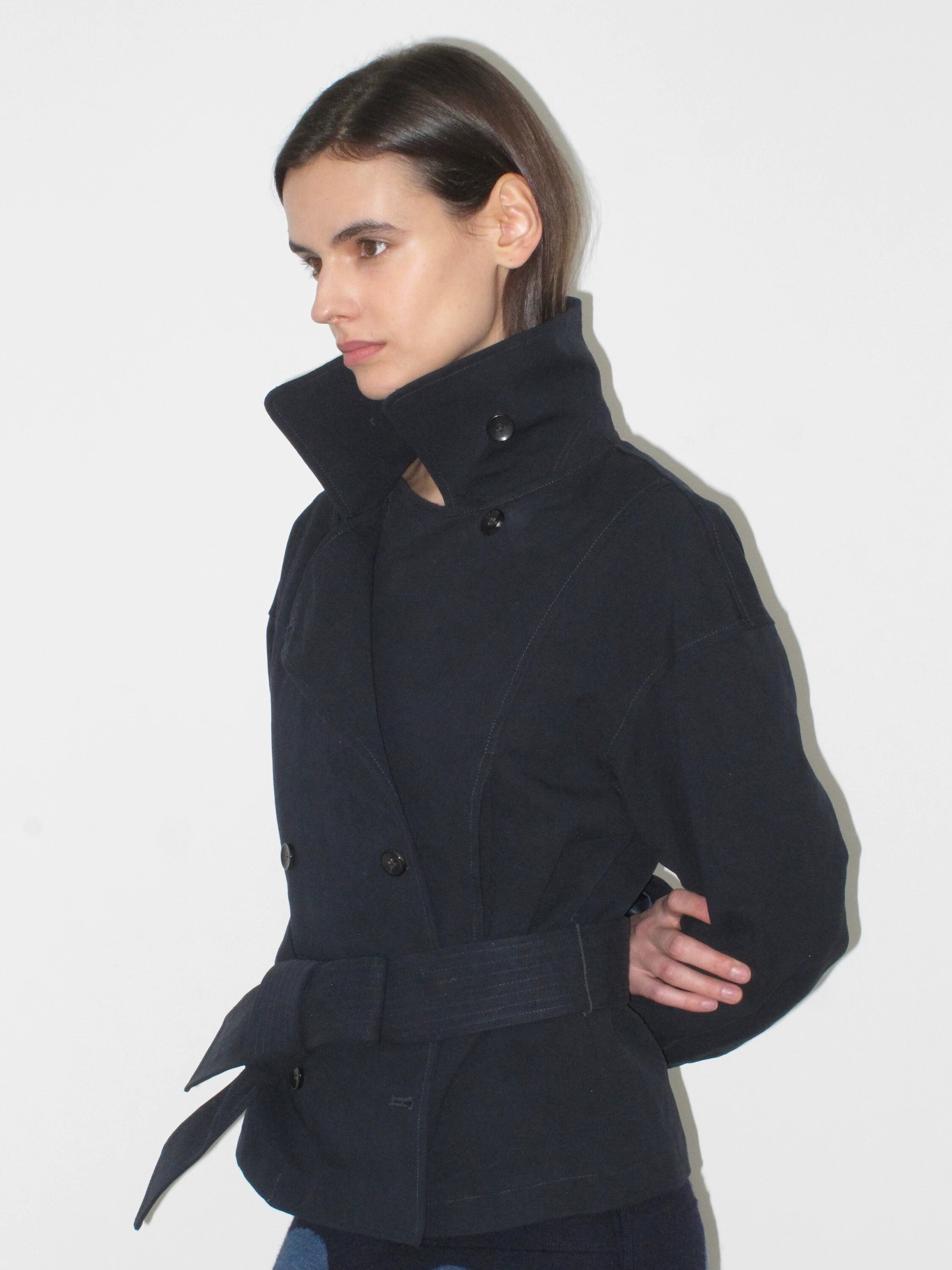 High Neck Short Trench Coat – Yujmiu