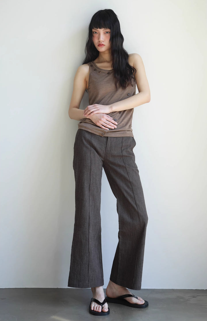 Pinstripe Flared Cropped Trousers