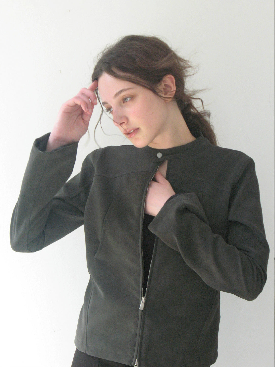Double Zip Faux Leather Jacket
