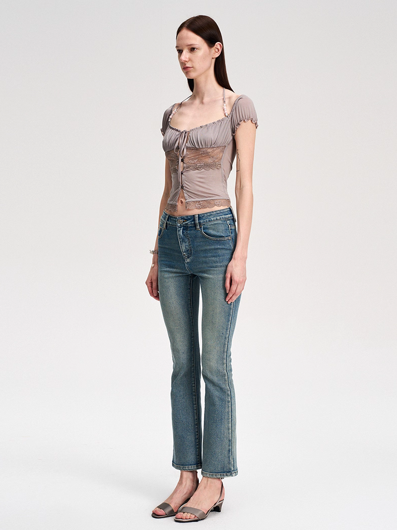 Lace Panel Button Up Top