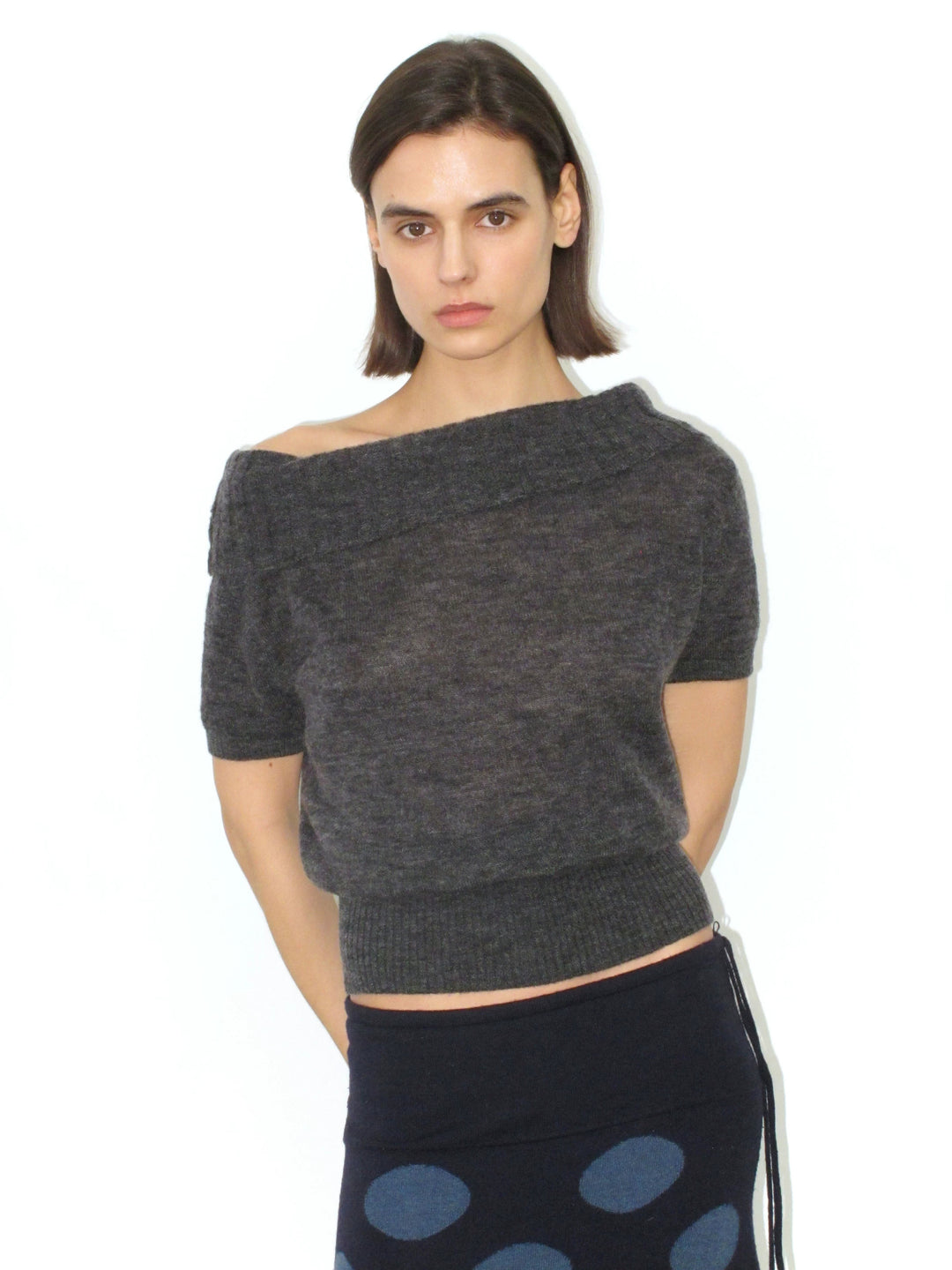 Foldover Wool Blend Top