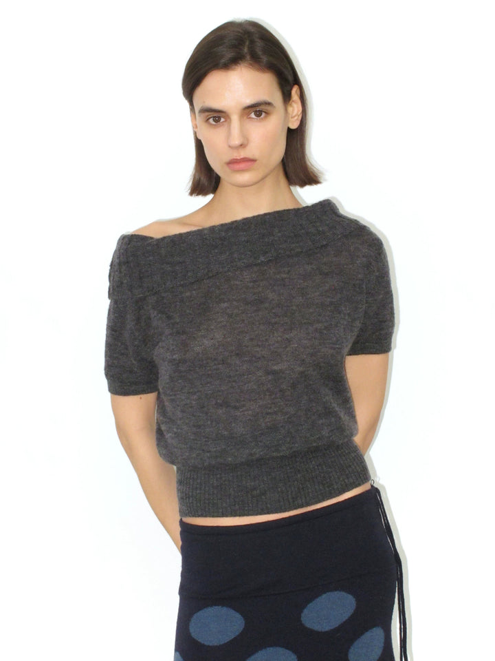 Foldover Wool Blend Top
