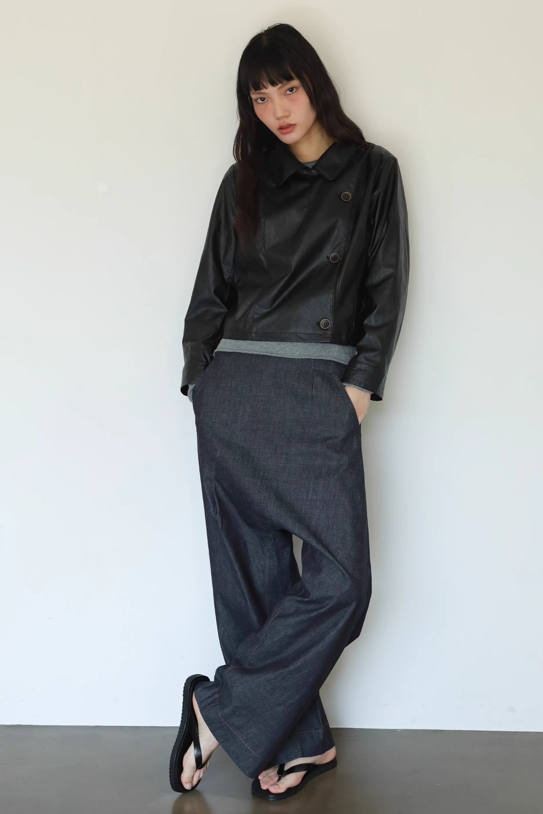 Button Up Faux Leather Jacket