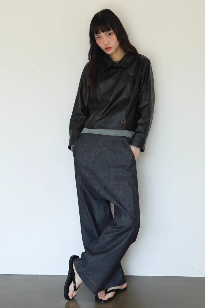 Button Up Faux Leather Jacket