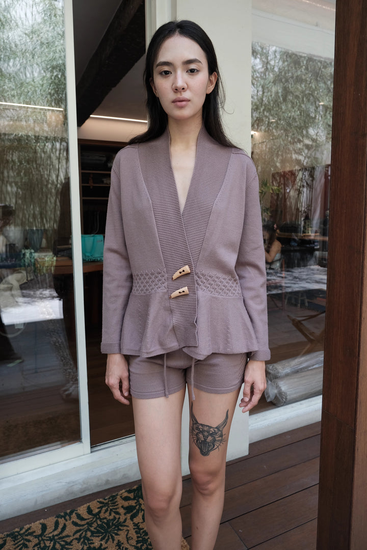 Peplum Toggle Cardigan and Shorts Set