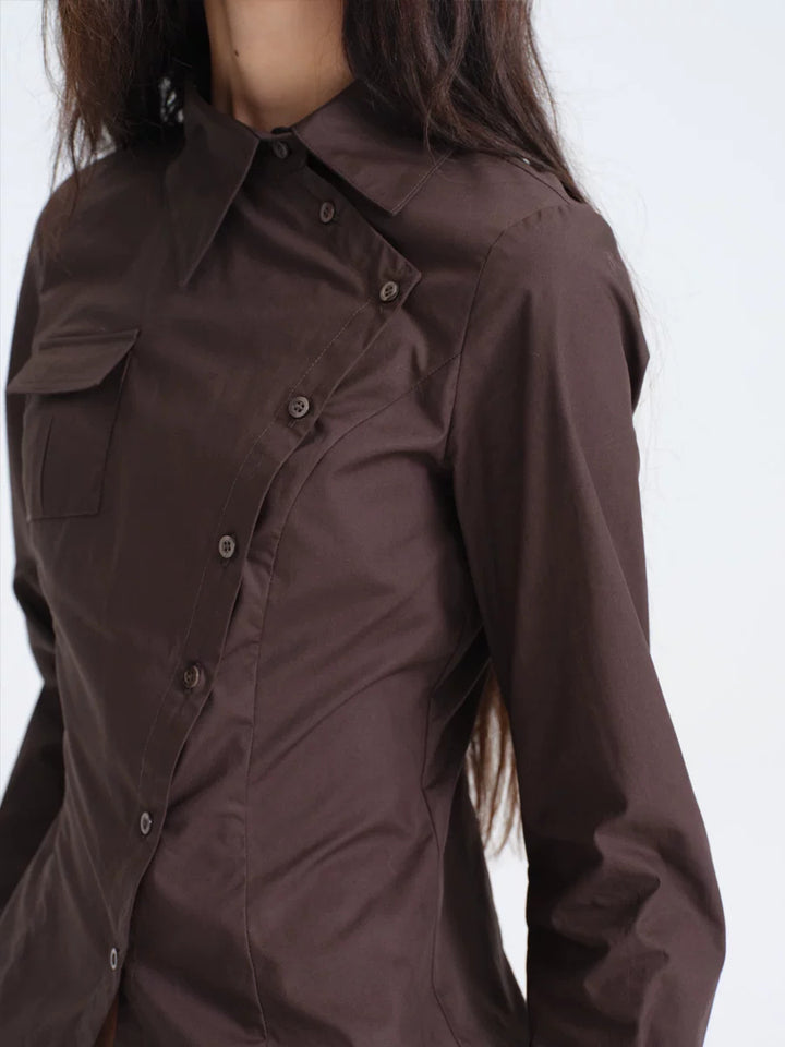 Asymmetric Button Fitted Shirt