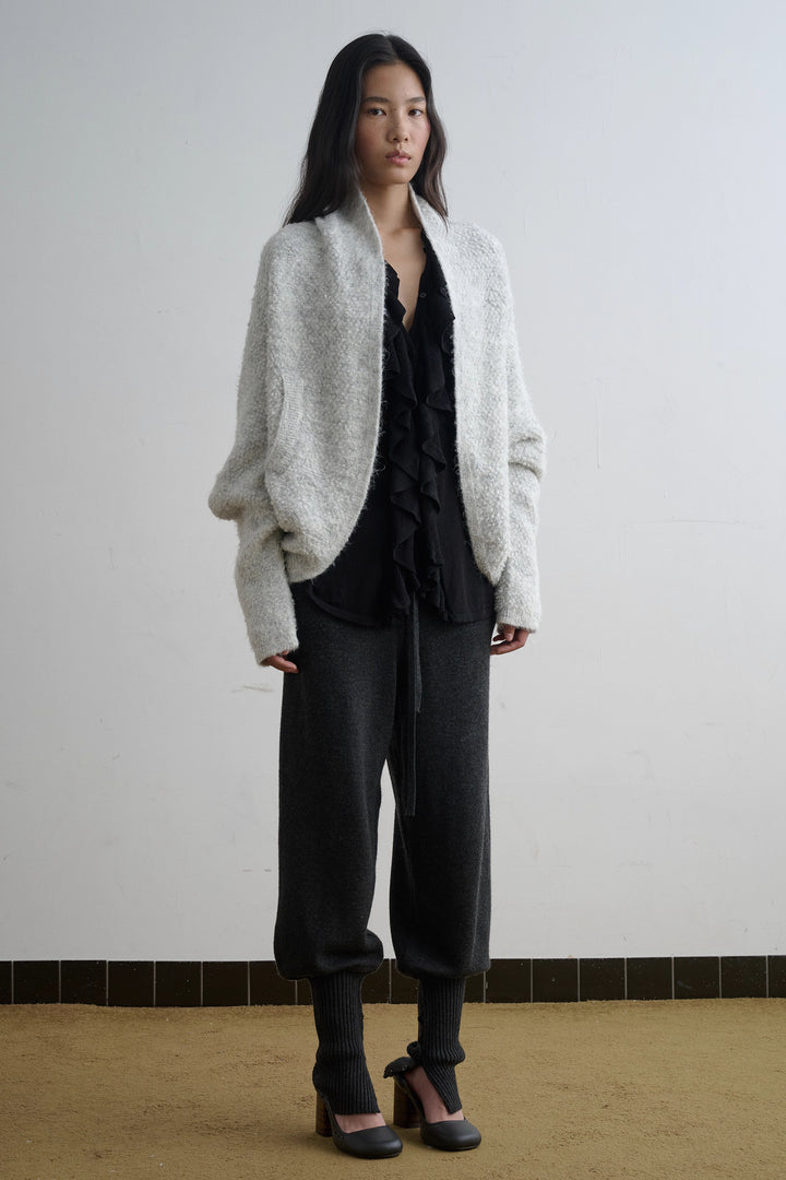 Boucle Knit Open Cardigan