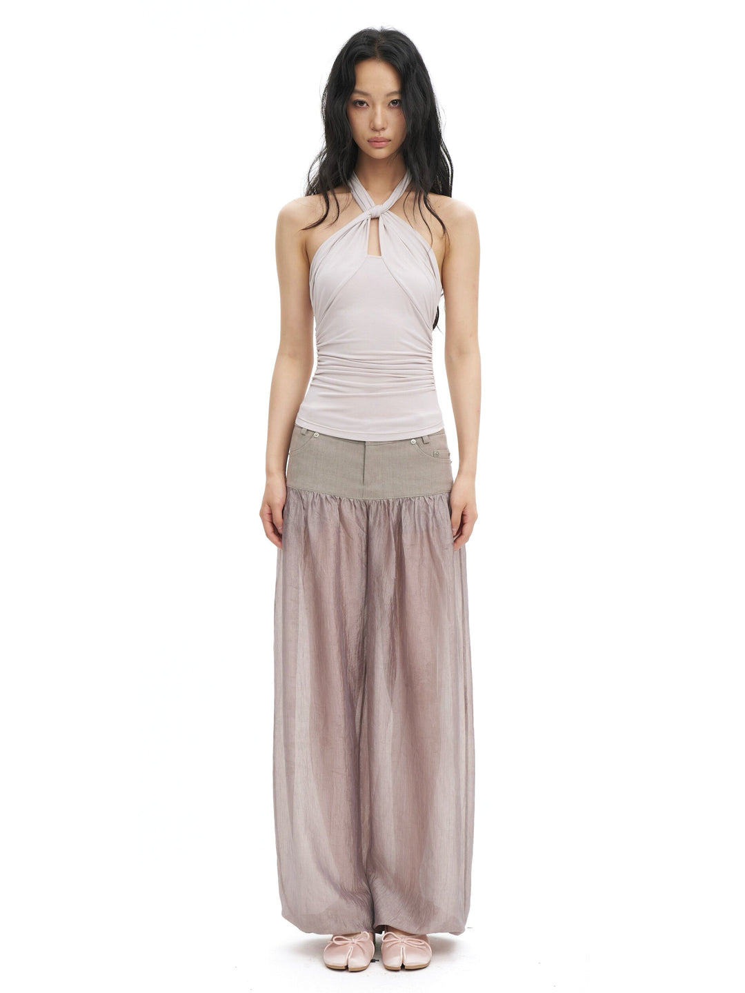Sheer Balloon Trousers - Pink
