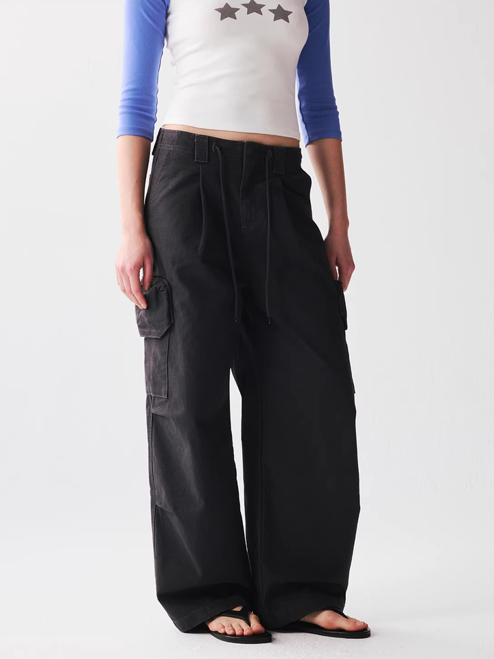 Cotton Drawstring Cargo Trousers