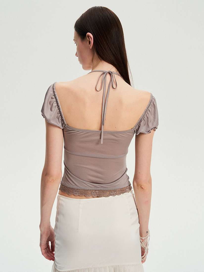 Lace Panel Button Up Top