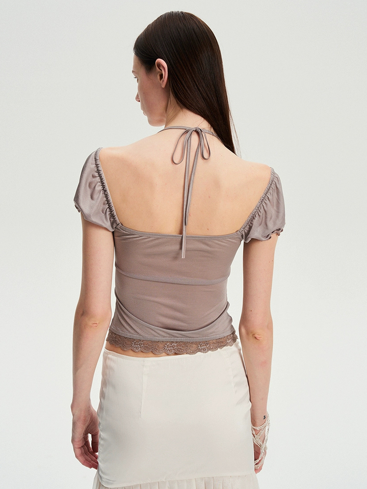 Lace Panel Button Up Top