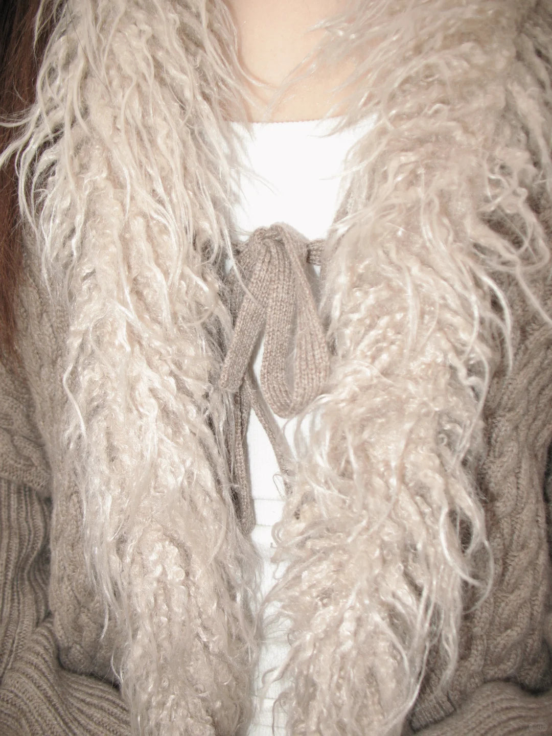 Faux Fur Trim Knit Cardigan