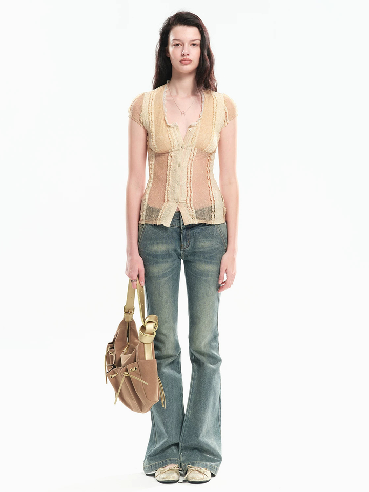 Contrast Panel Lace Top