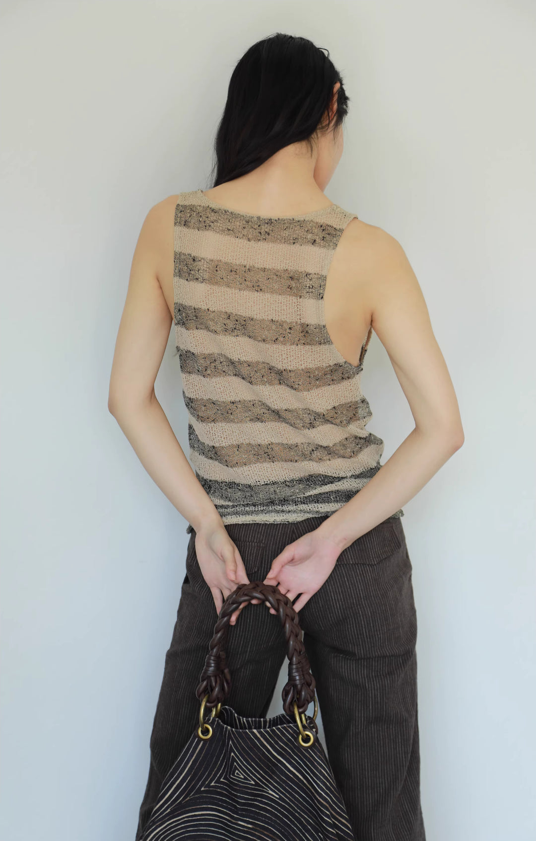 Pinstripe Flared Cropped Trousers