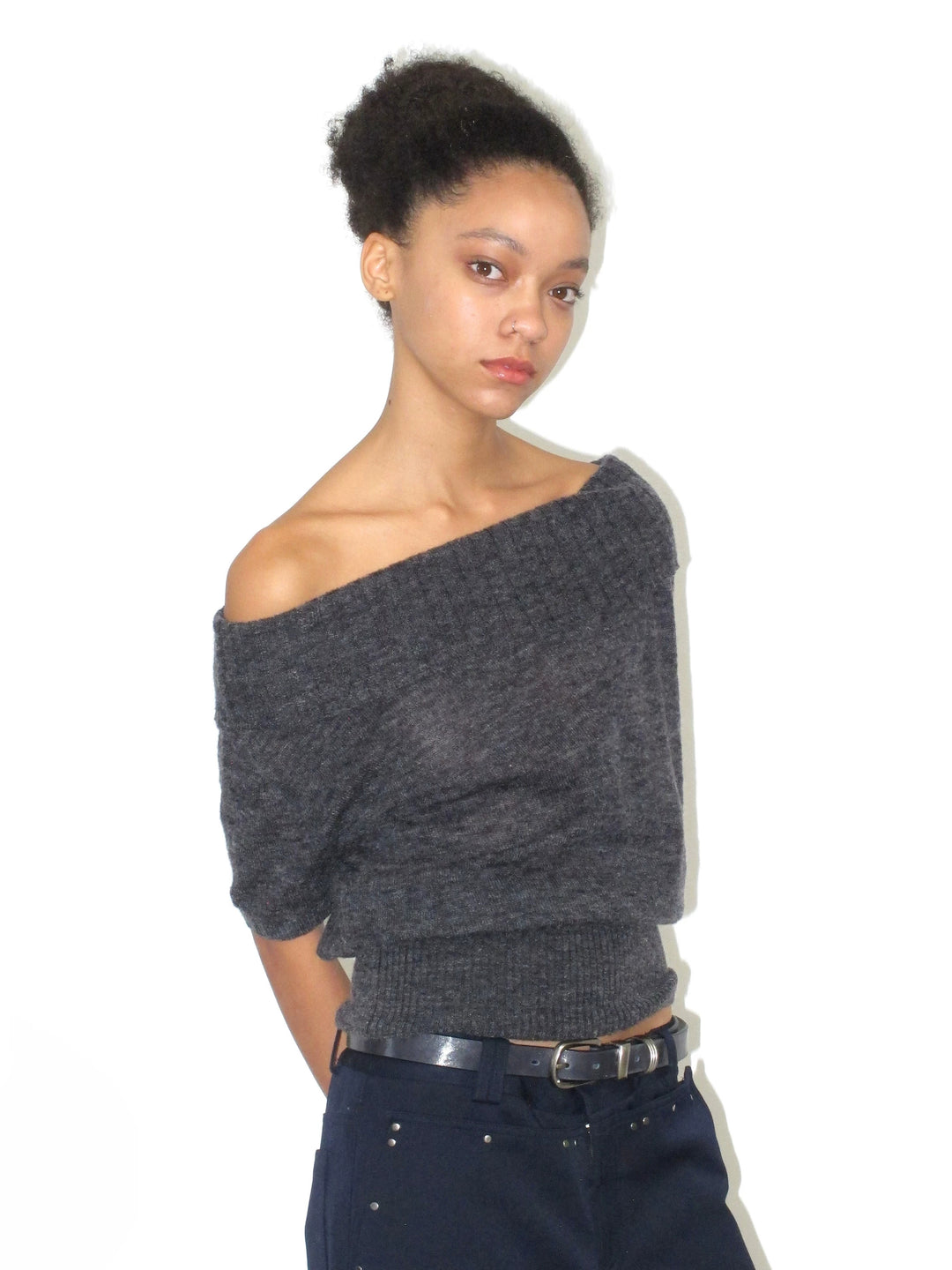 Foldover Wool Blend Top