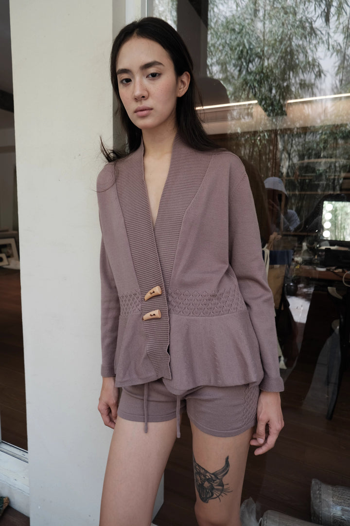 Peplum Toggle Cardigan and Shorts Set