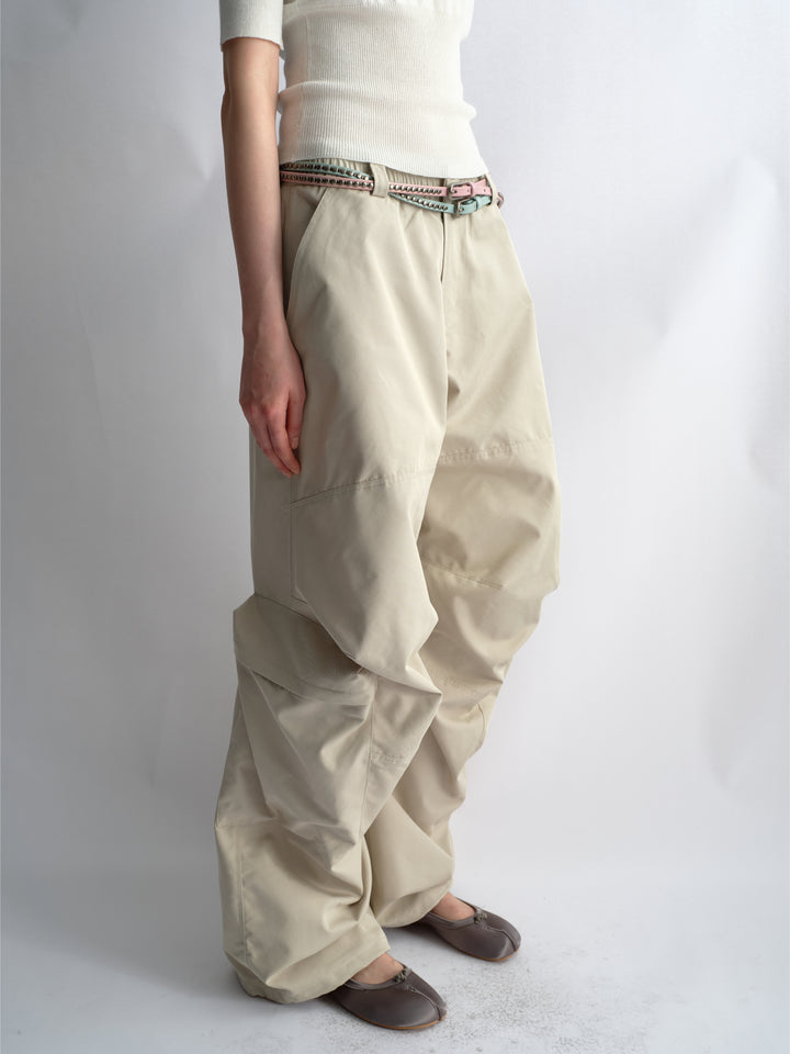 Pleated Cargo Pants - Beige
