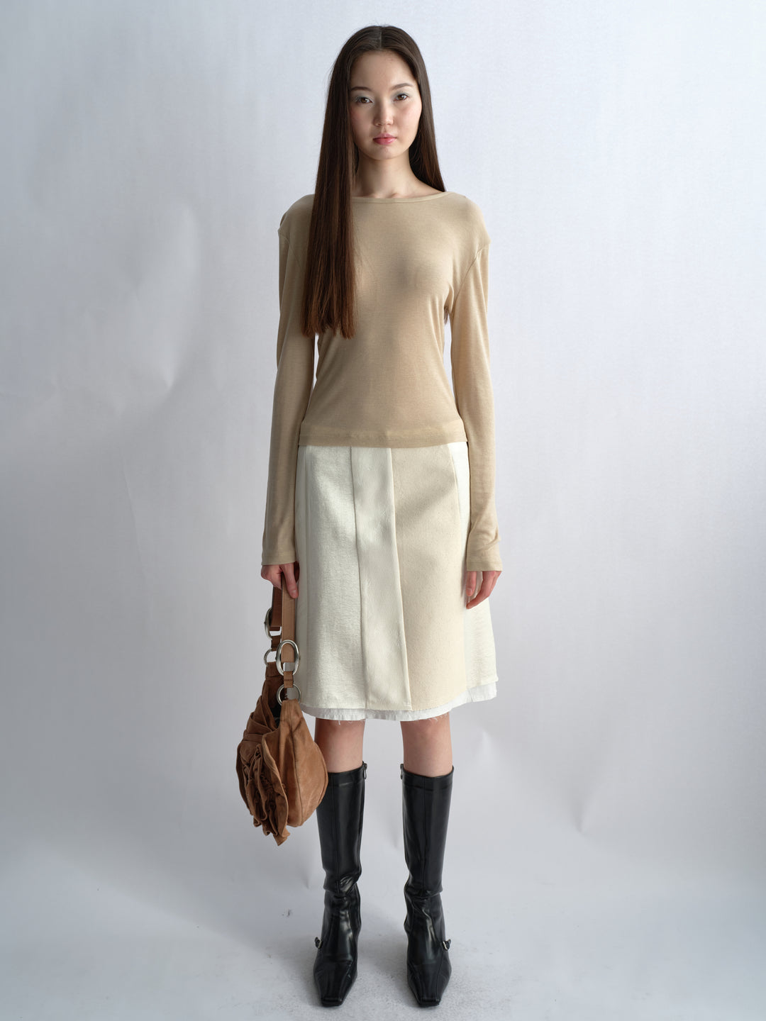 Open Back Knit Top - Beige