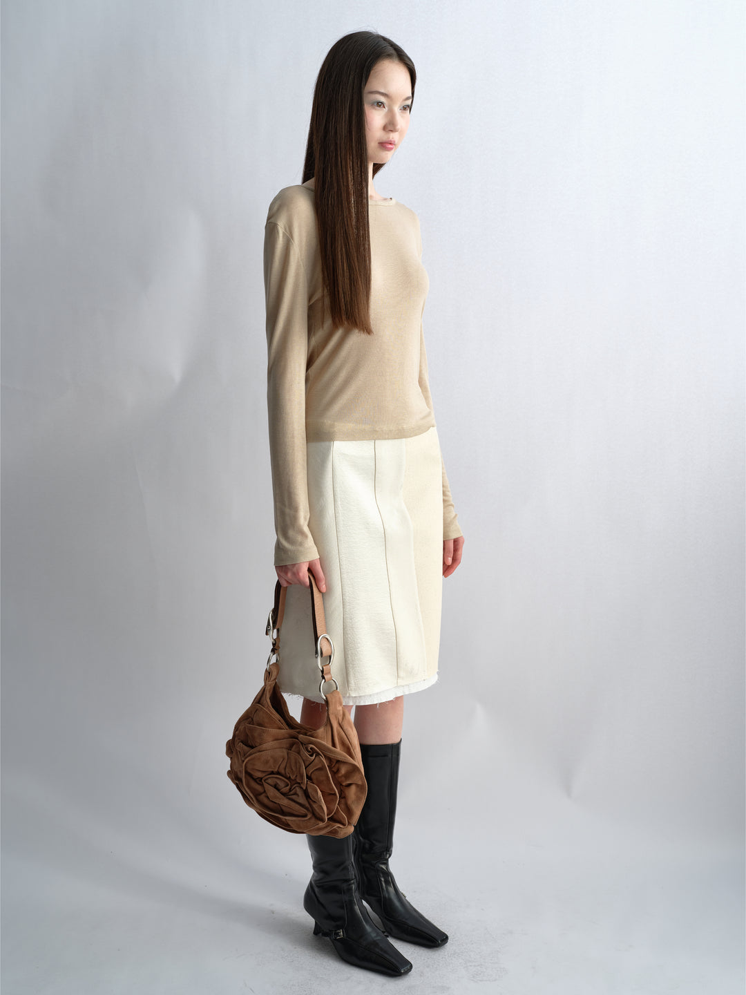 Open Back Knit Top - Beige