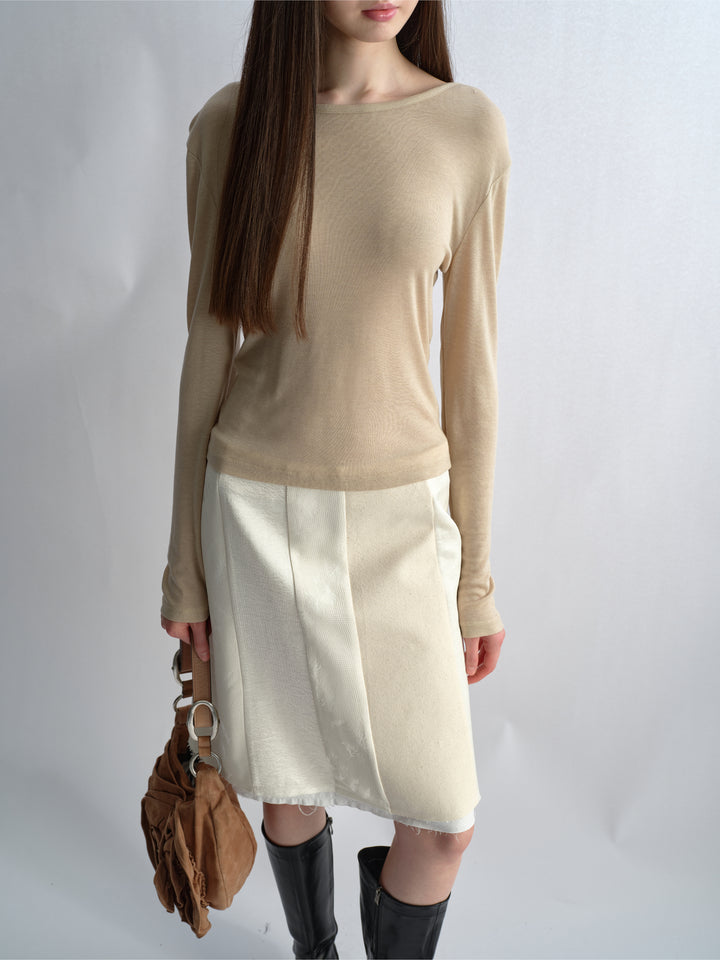 Open Back Knit Top - Beige
