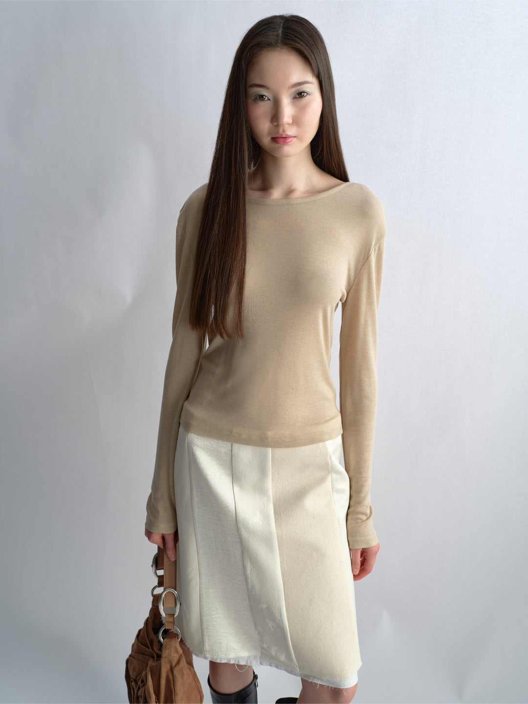 Open Back Knit Top - Beige