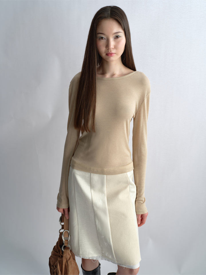 Open Back Knit Top - Beige