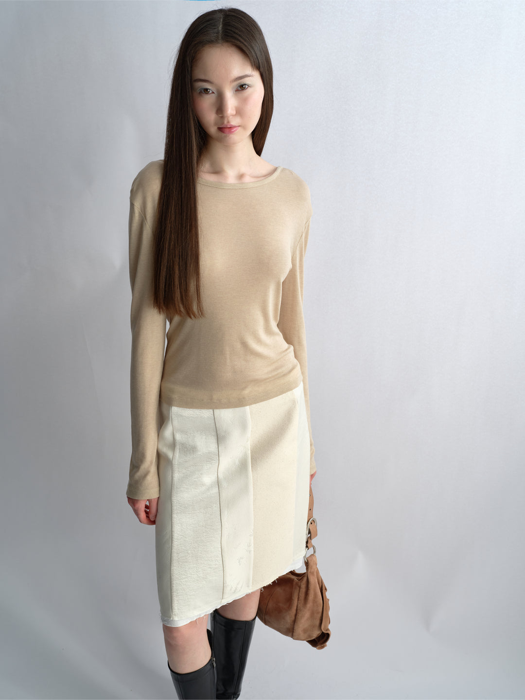 Open Back Knit Top - Beige