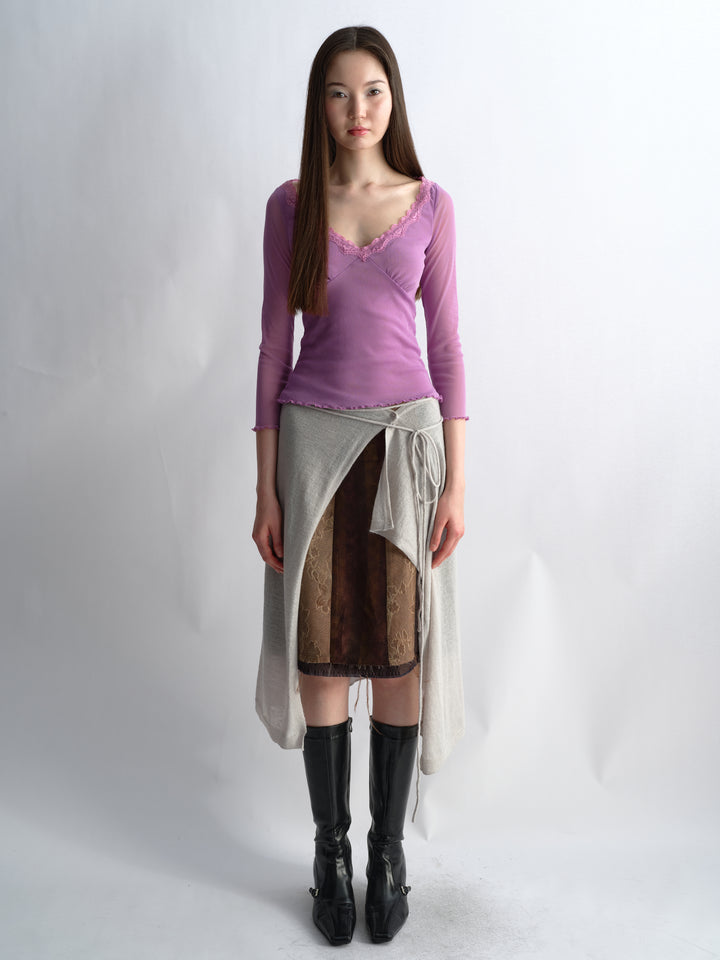 Knit Wrap Skirt - Grey