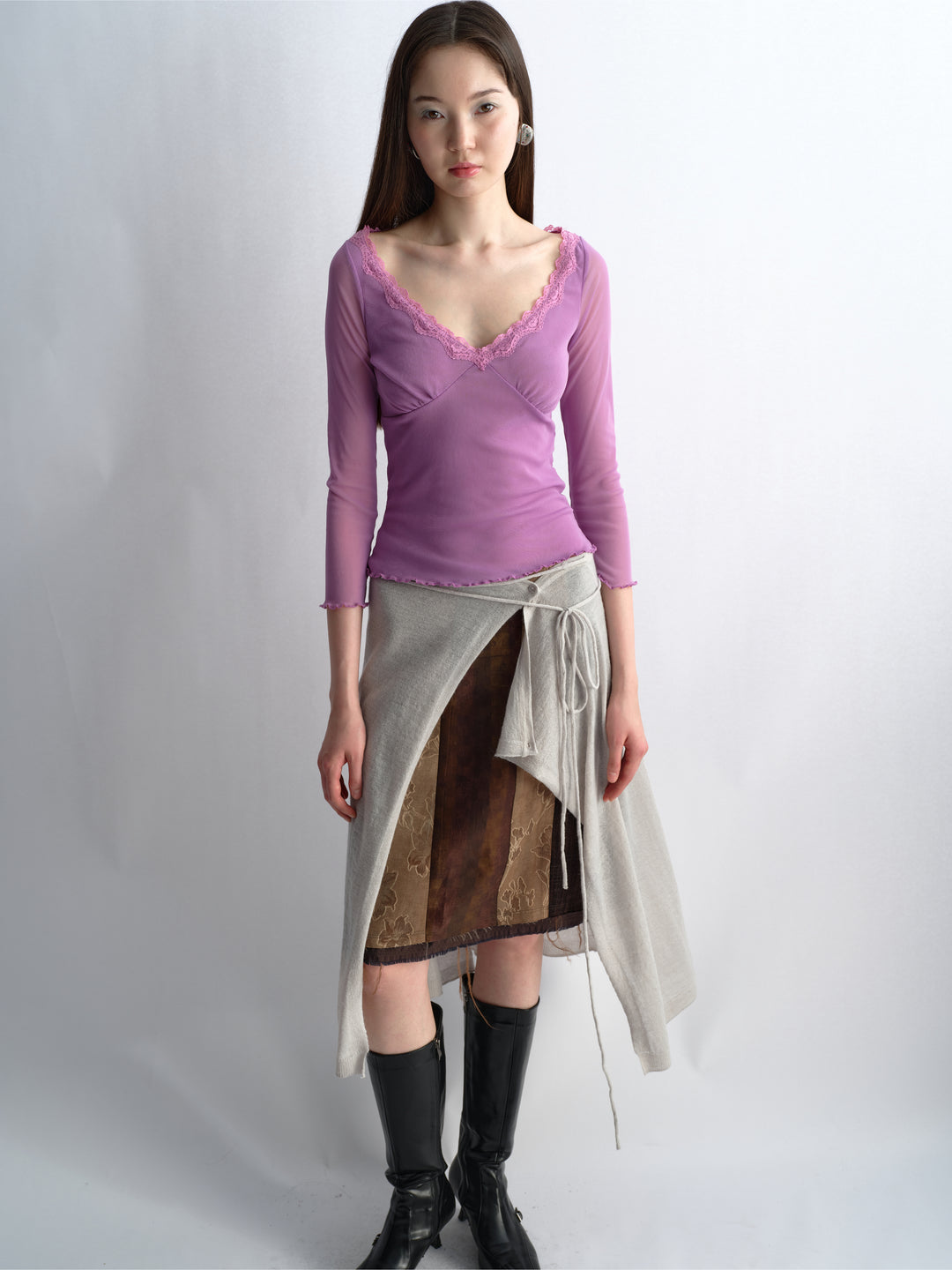 Knit Wrap Skirt - Grey