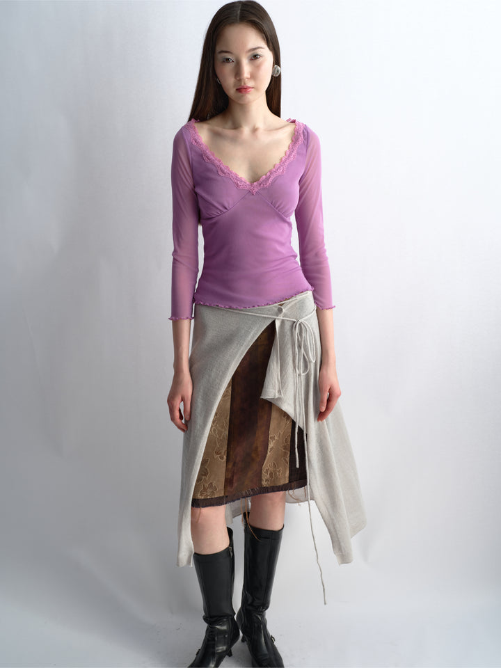 Knit Wrap Skirt - Grey