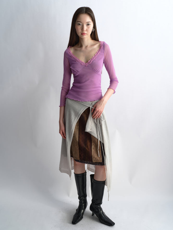 Knit Wrap Skirt - Grey