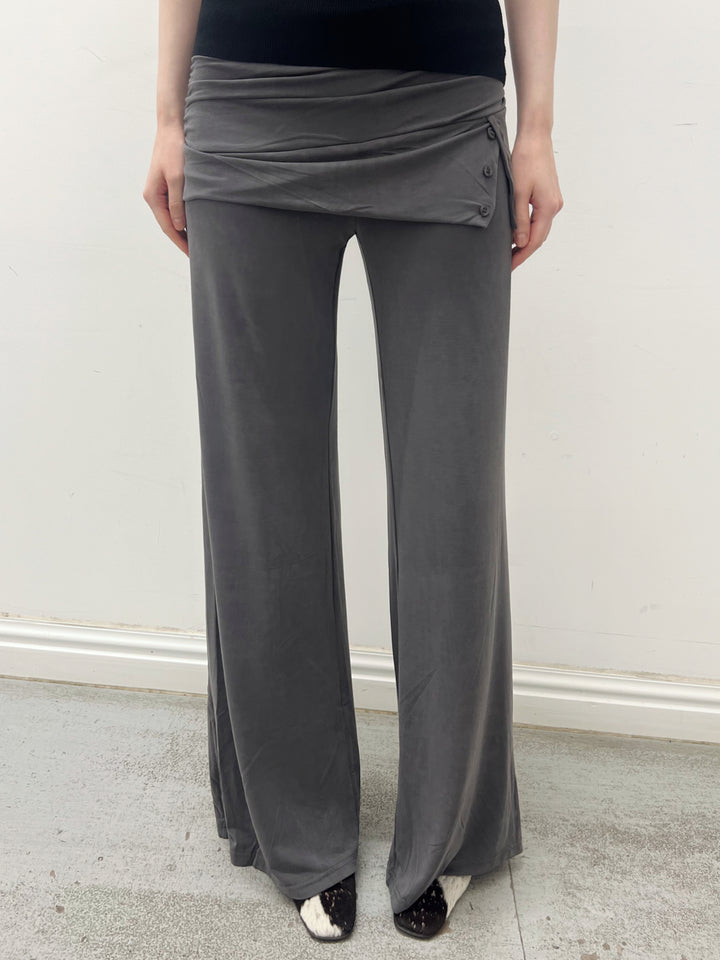 Flared Skirt Trousers - Grey