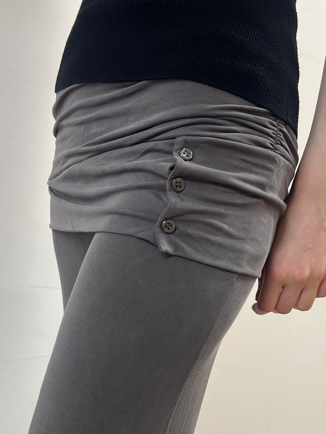 Flared Skirt Trousers - Grey