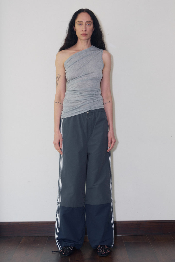 One Shoulder Tank Top - Light Grey