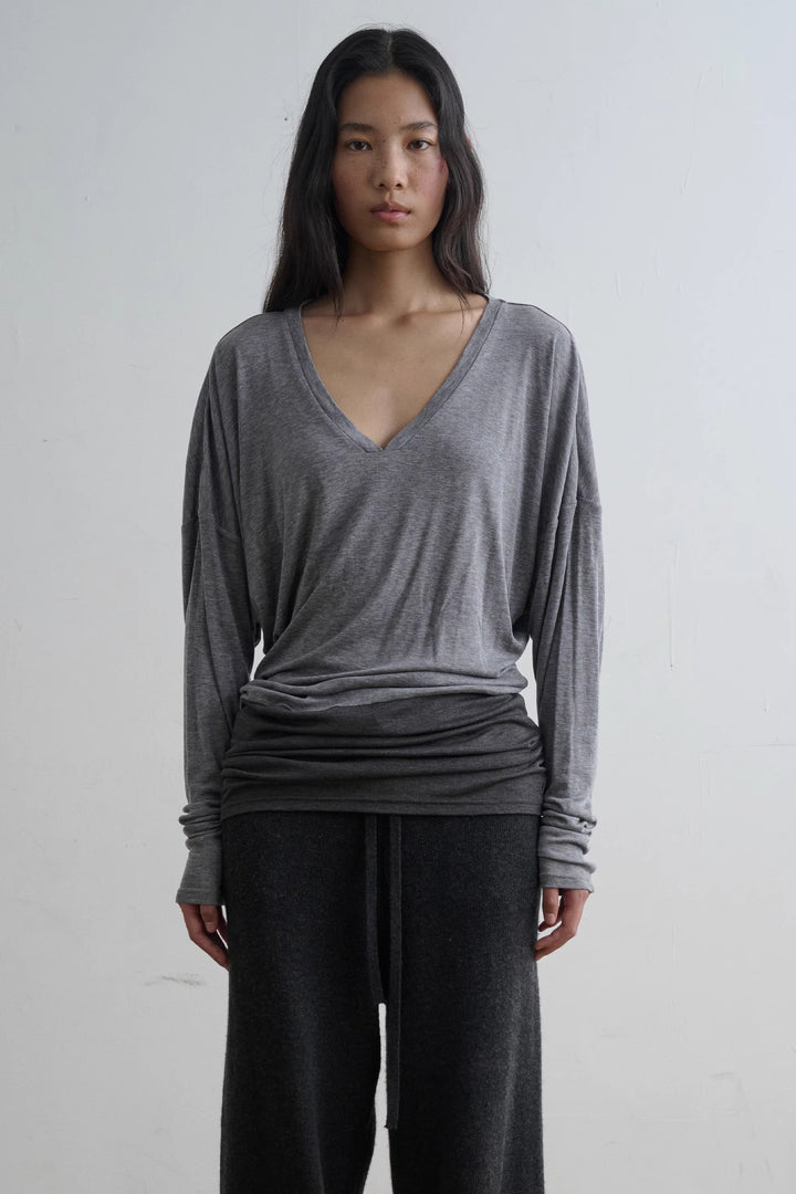 Contrast Waist Top - Grey