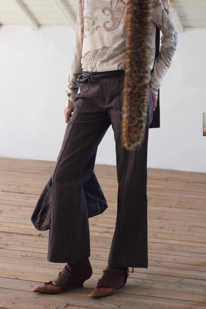 Pinstripe Flared Cropped Trousers