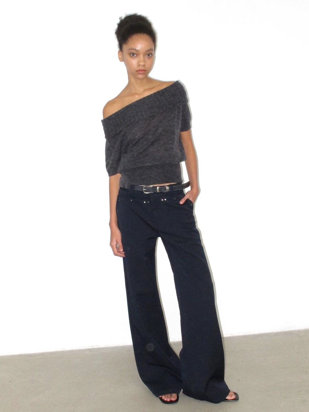 Foldover Wool Blend Top