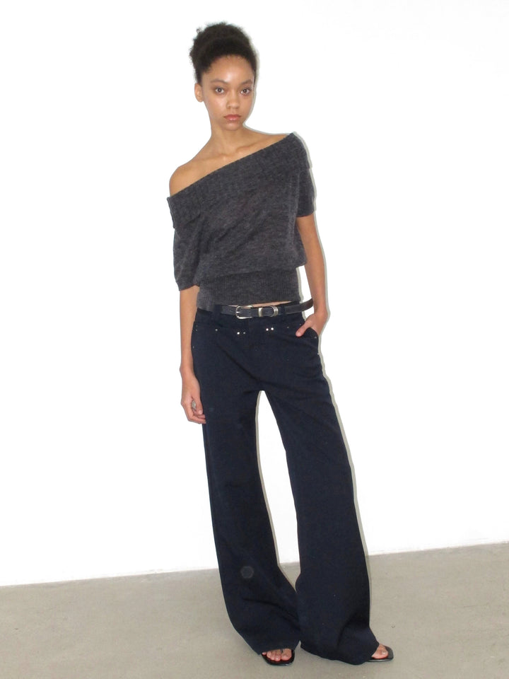 Foldover Wool Blend Top