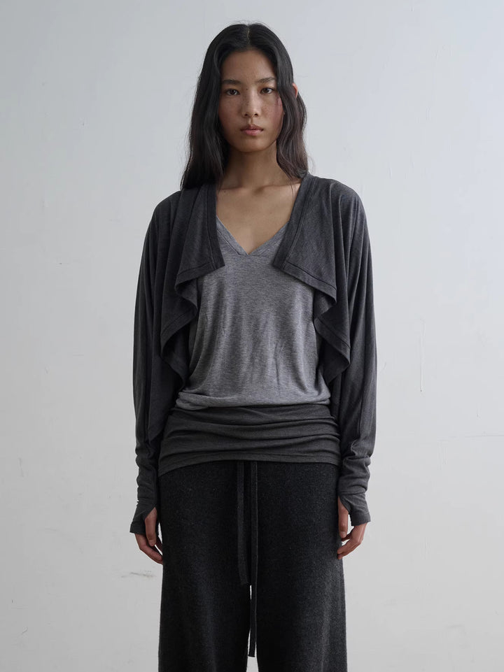 Dolman Sleeve Open Cardigan - Grey