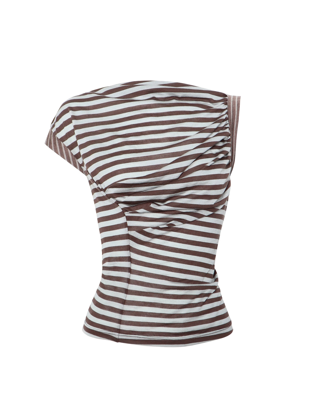Asymmetric Gathered Striped Top