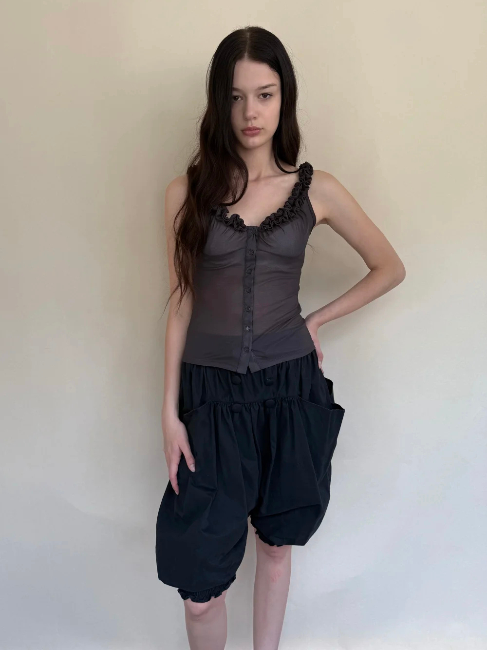 Ruffle Lace Back Top