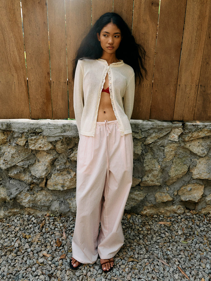 Semi-Sheer Scalloped Cardigan