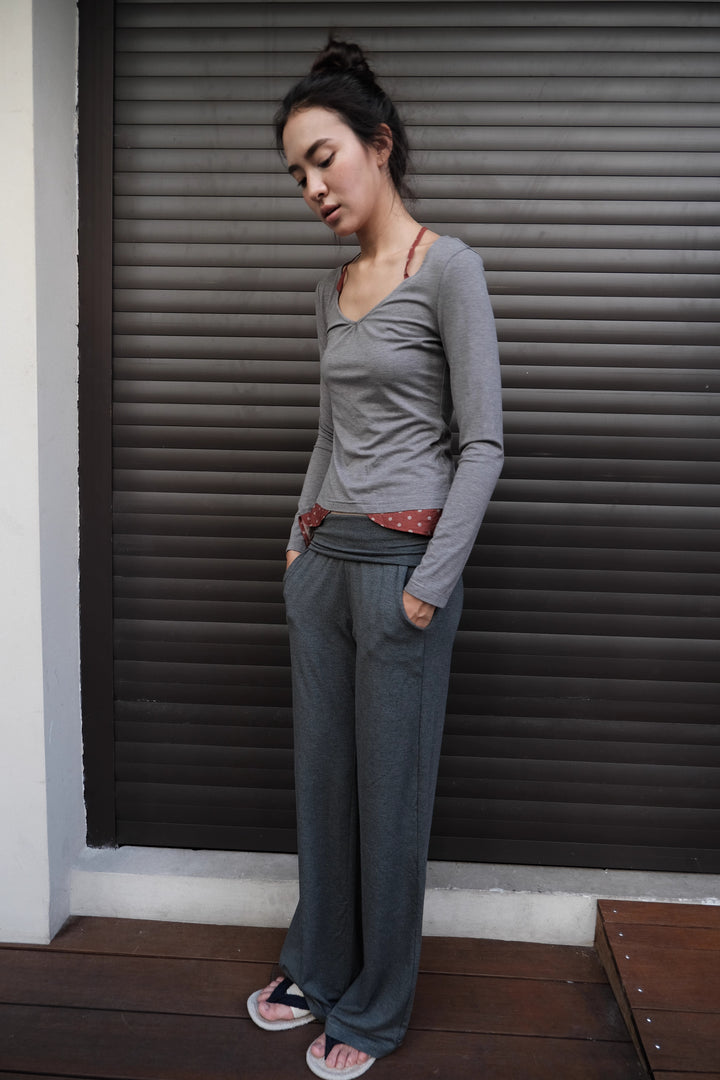 Foldover Straight Leg Trousers