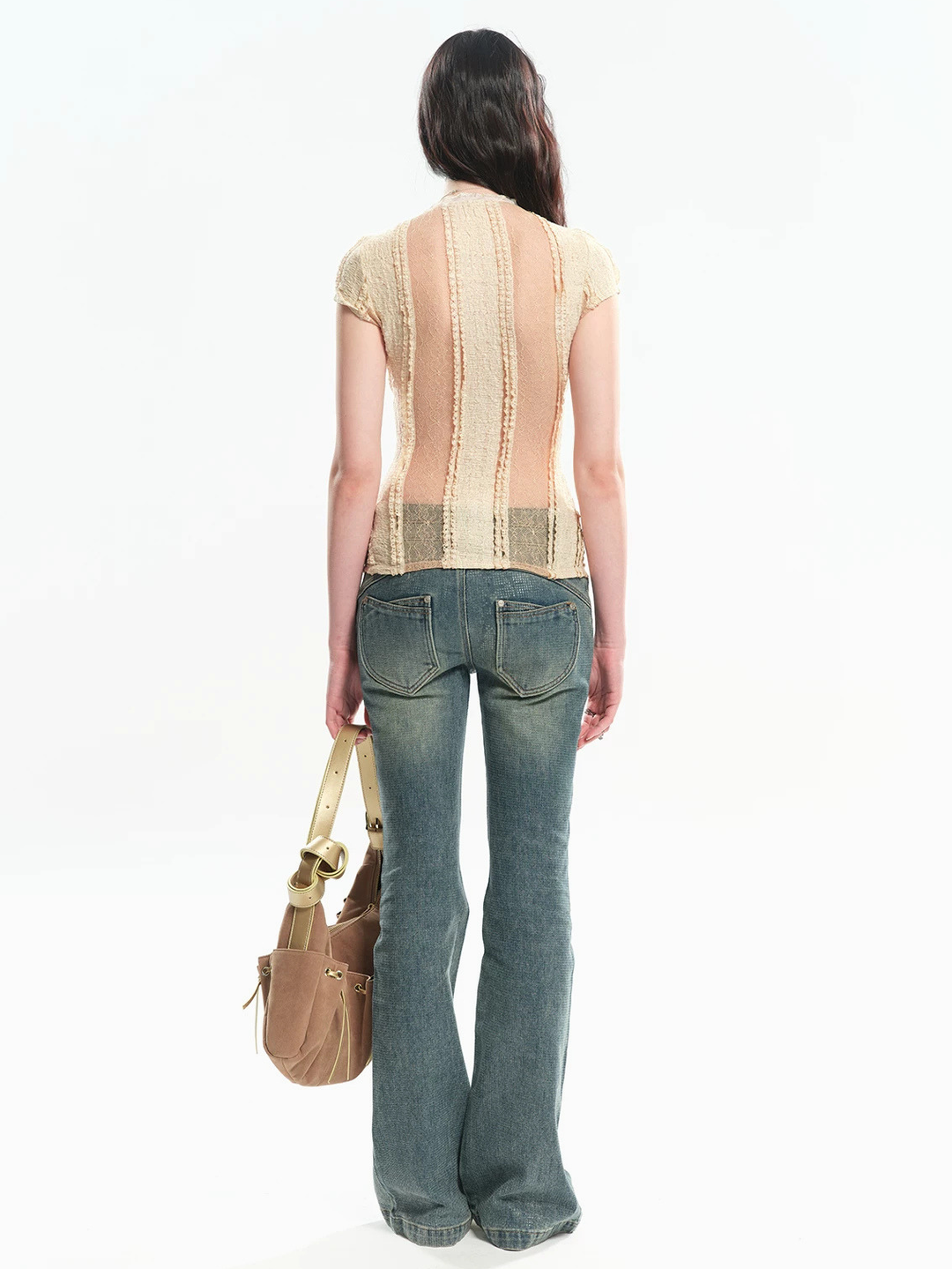 Contrast Panel Lace Top