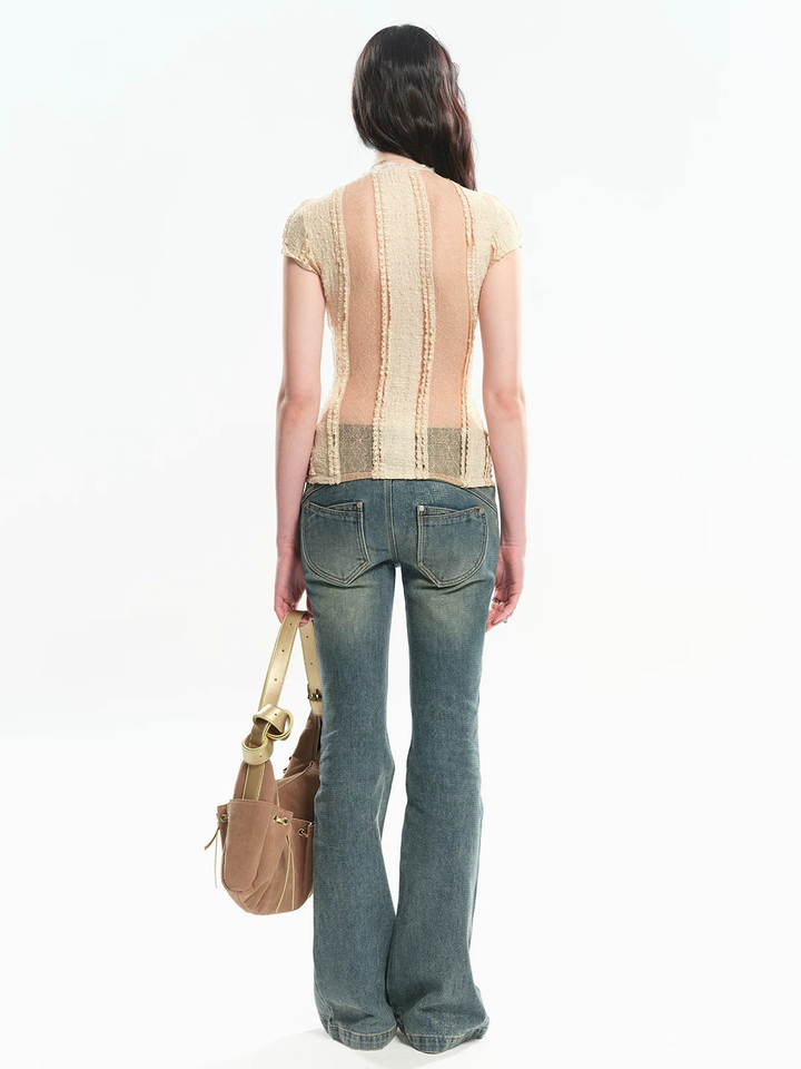 Contrast Panel Lace Top