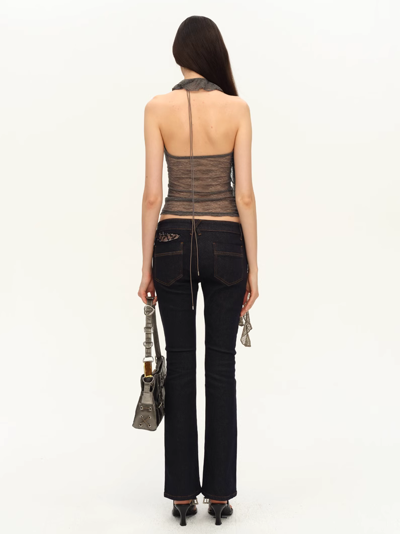 Ruffle Lace Top - Taupe