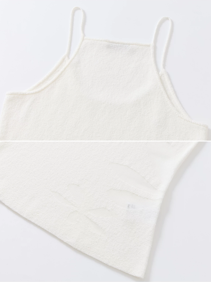 Floral Knit Cami Top - White