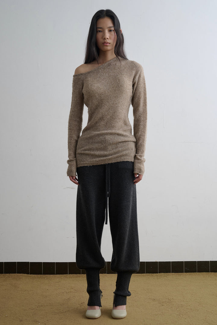 Button Detail Knit Trousers