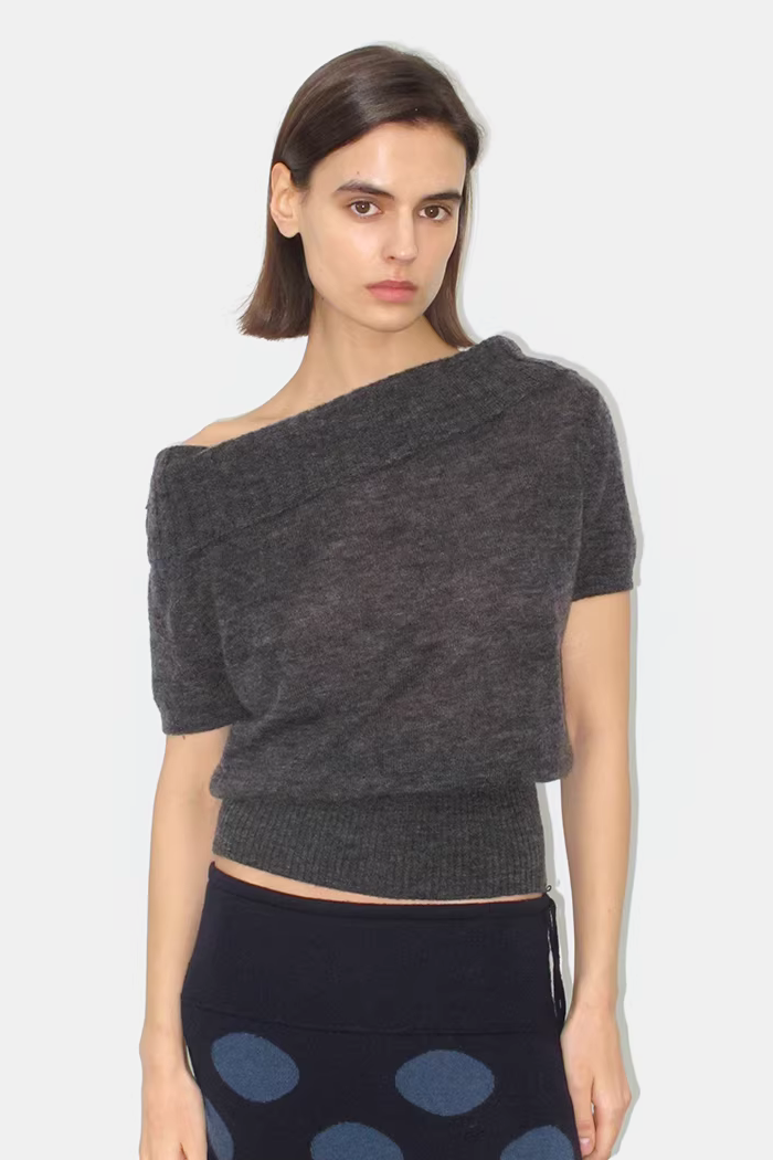 Foldover Wool Blend Top