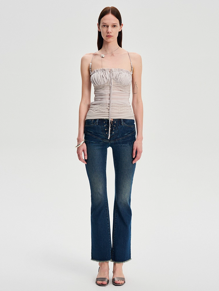 Beaded Detail Cami Top - Grey